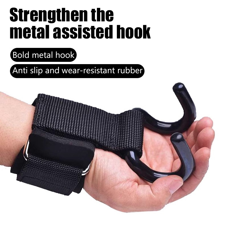 Weightlifting Gloves - 【F】2 ชิ้น ตะขอสำหรับยกน้ำหนัก สายรัดข้อมือสำหรับแฮนด์บาร์ ตะขอฟิตเนส สายรัดน้ำหนัก