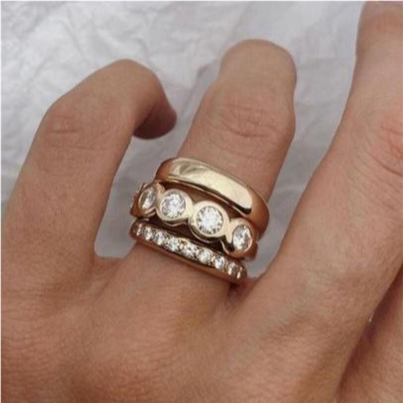Gymnastic Ring - ORZTOON แฟชั่น 2024 ใหม่เรขาคณิต Inlay Zircon