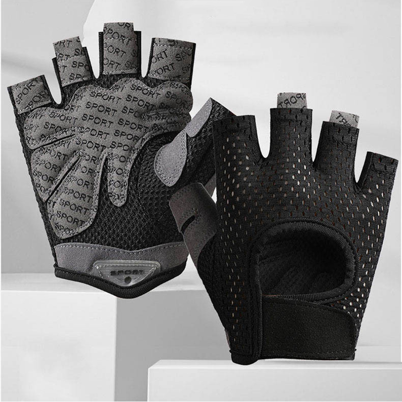 Weightlifting Gloves - ฤดูร้อนถุงมือฟิตเนสBreathable Sun Protectionขี่จักรยานถุงมือครึ่งนิ้วGym Non Slip Men