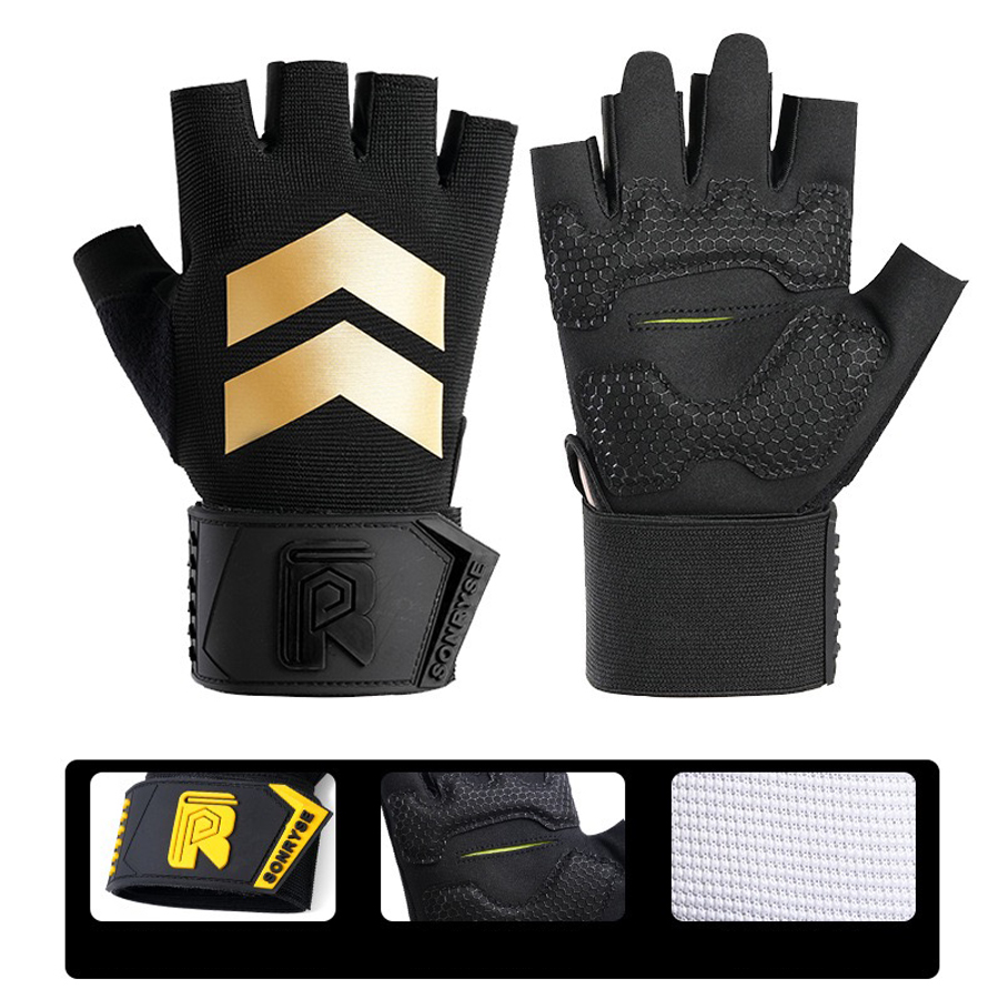ถุงมือฟิตเนสแบบครึ่งนิ้วพร้อมแ - Weightlifting Gloves บทวิจารณ์และราคา